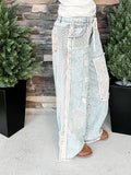 Denim Distressed Patch Pants