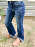 Risen Crop Fringe Jeans