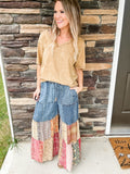 Denim Patchwork Flowy Pants