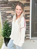 White + Red Super Soft Sweater