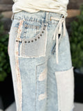 Denim Distressed Patch Pants
