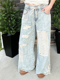 Denim Distressed Patch Pants