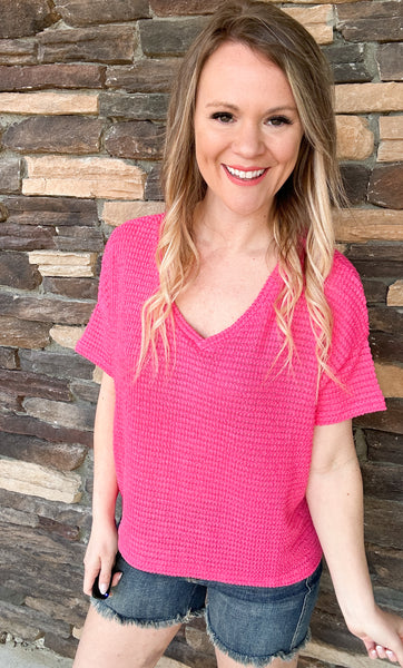 Waffle Top - Fuchsia