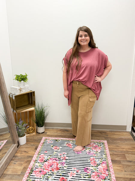 Easel- Latte Mineral Wash Plus Pants