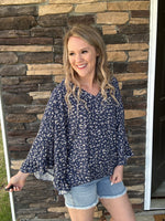 Blue Floral Flutter Tee