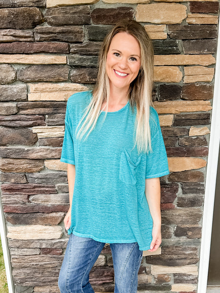 Teal Pocket Top