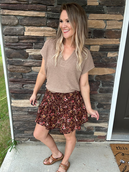 Boho Brown Floral Skirt