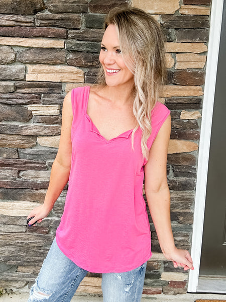 Pink V Neck Tank