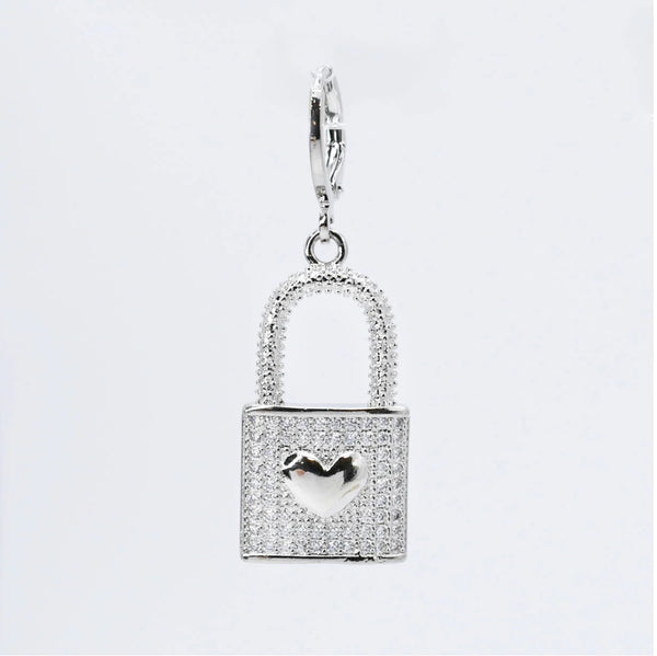 Lock Crystal Heart Charm