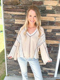 Tan Crochet- Mocha Stitching Top
