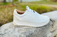 Yellow Box White Vegan Leather Tennis Shoes