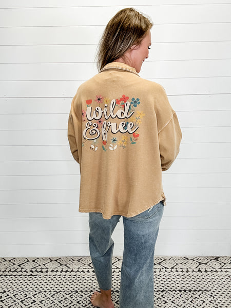 Wild and Free Graphic Back Shacket