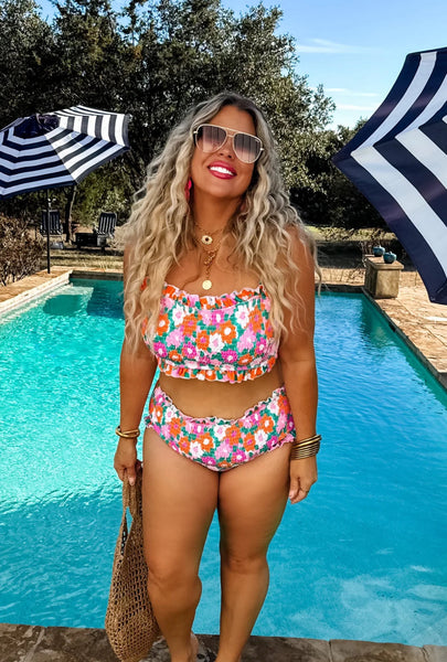Blooms 3 piece Swim Set- Bathing Suit +Skirt