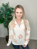 Pink Floral Half Zip