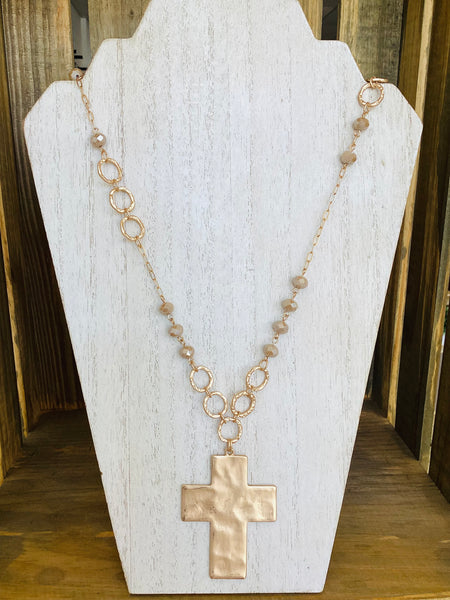 Taupe Cross Necklace