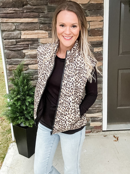Leopard Puffer Vest