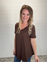 Basic Butter Soft V neck Tee - Brown