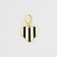 Black Striped Heart Charm