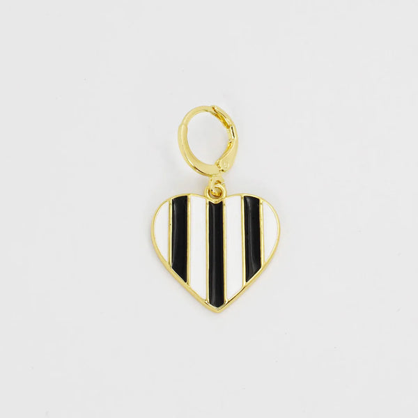 Black Striped Heart Charm