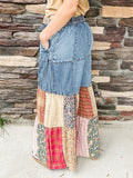 Denim Patchwork Flowy Pants