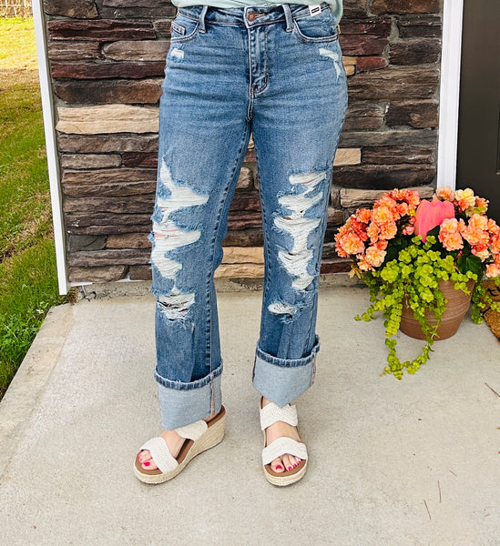 Distressed Straight Fit Judy Blue Jeans