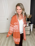 Orange Aztec Cardigan