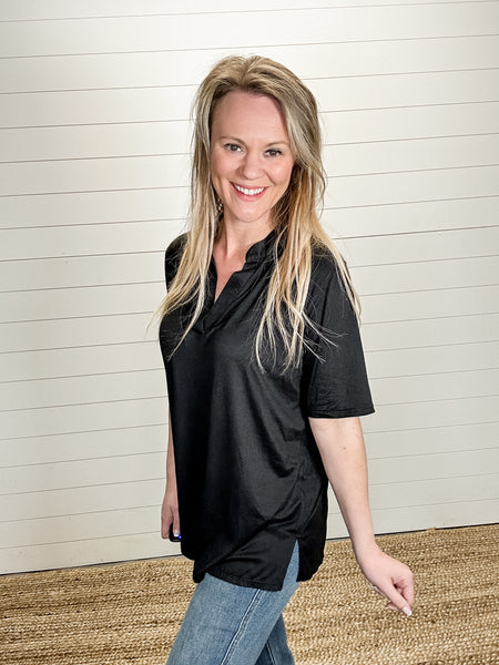 Basic Butter Soft V neck Tee - Black
