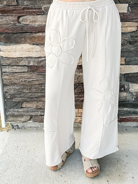 Beige Flower Pants