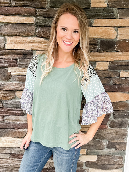 Dusty Mint Pattern Top
