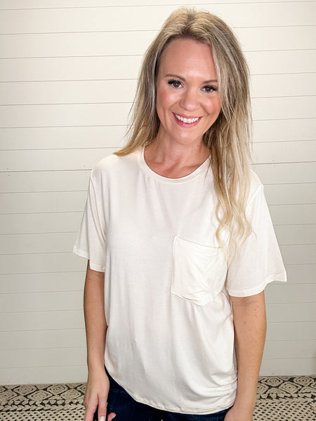 Softest Basic Pocket Tee - Cream