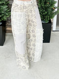 Floral and Stripe Denim Star Patch Pants