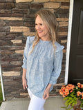 Blue and White Blouse