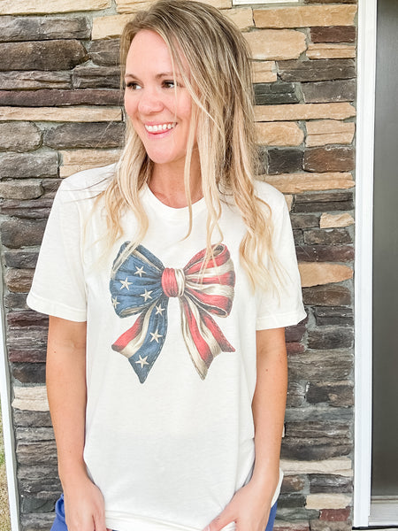 American Flag Bow Tee