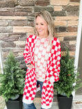 Red Checker Cardi