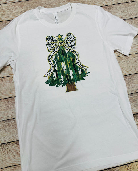 Polka dot bow Christmas Tee