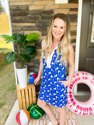 Everyday Zipper Dress - Blue Floral