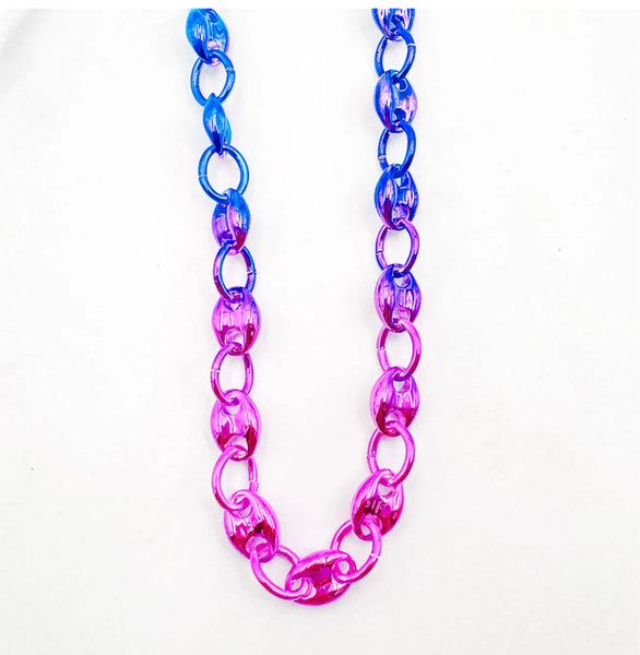 Blue/Pink/Purple Thick Chain Necklace