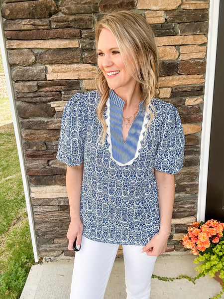Blue RicRac Top