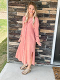 UmGee Rose Clay Button Down Dress
