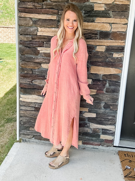 UmGee Rose Clay Button Down Dress