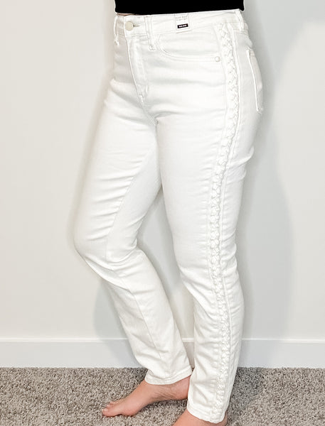 White Braided Judy Blue Jeans