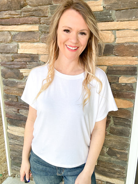 White Round Neck Tee