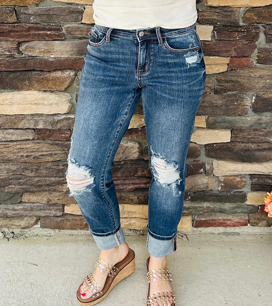 Judy Blue BF Distressed - Secret Cellphone Pocket