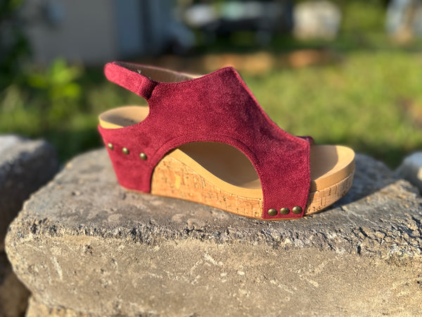 Wine Suede Corky Wedge