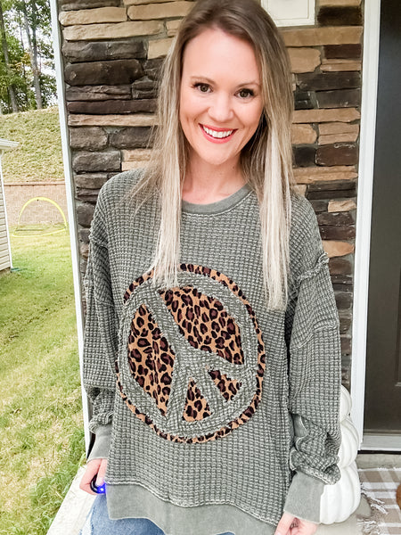 Green Peace Leopard Patch Top