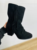 Black Suede Tassel Boots
