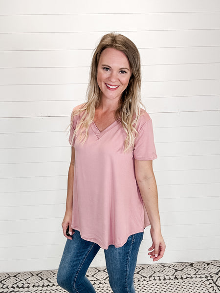 Basic Butter Soft V neck Tee - Mauve