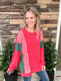Red Ribbed Gingham Top
