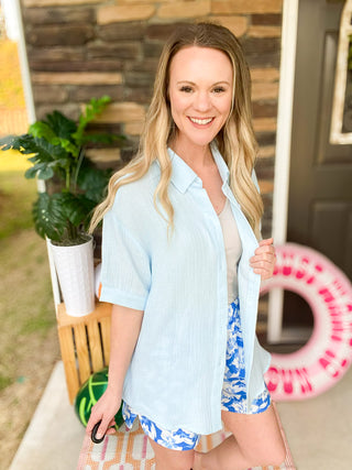 Sawyer Gauze Top - Blue