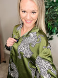 Green Leopard Print Top